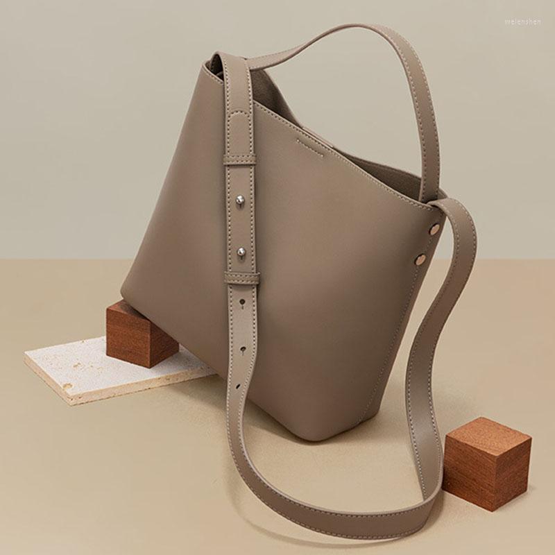

Evening Bags Autumn Winter Bucket Bag Women 2023 Commuter Leather Simple Handbag Shoulder Large Capacity Messenger Bolso De Mujer, Black