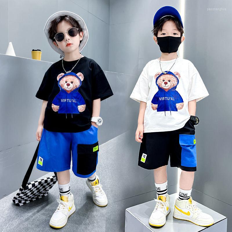

Clothing Sets Children's Summer Boys' Short-sleeved Suit 2023 Middle-aged Thin Section Of Small Tops, White