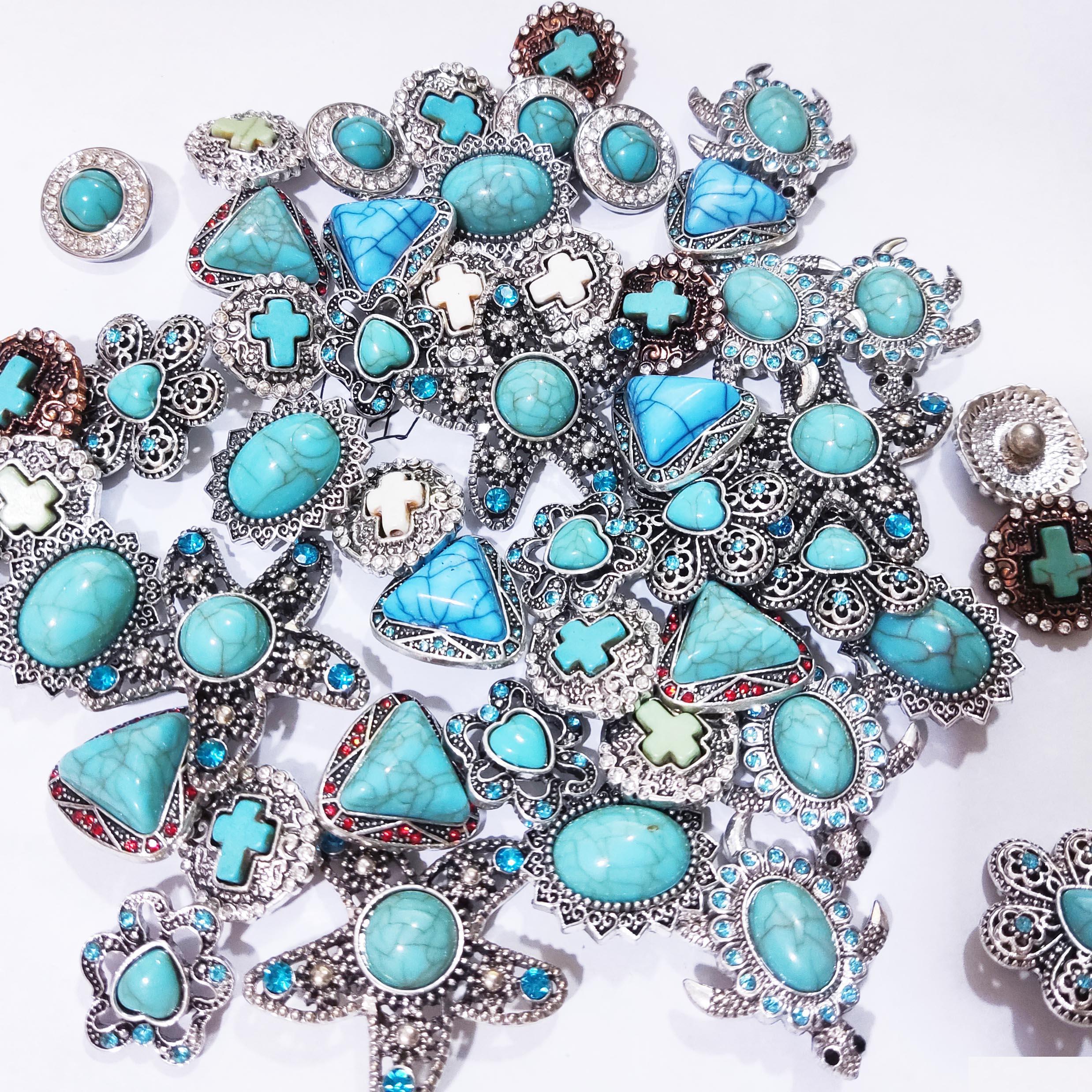 

Other Sier Color Turquoise Paved Alloy Components 18Mm Snap Button Charms Beads Jewelry Making Diy Necklace Earrings Bracele Dhgarden Dho0L