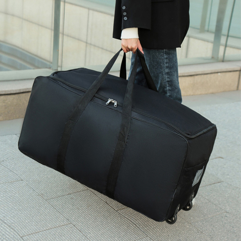 

Duffel Bags Multifunction Unisex Universal Wheel Travel Bag Large Capacity Duffle Durable Oxford Simple Handbag Luggage Suitcase 230203, Black5