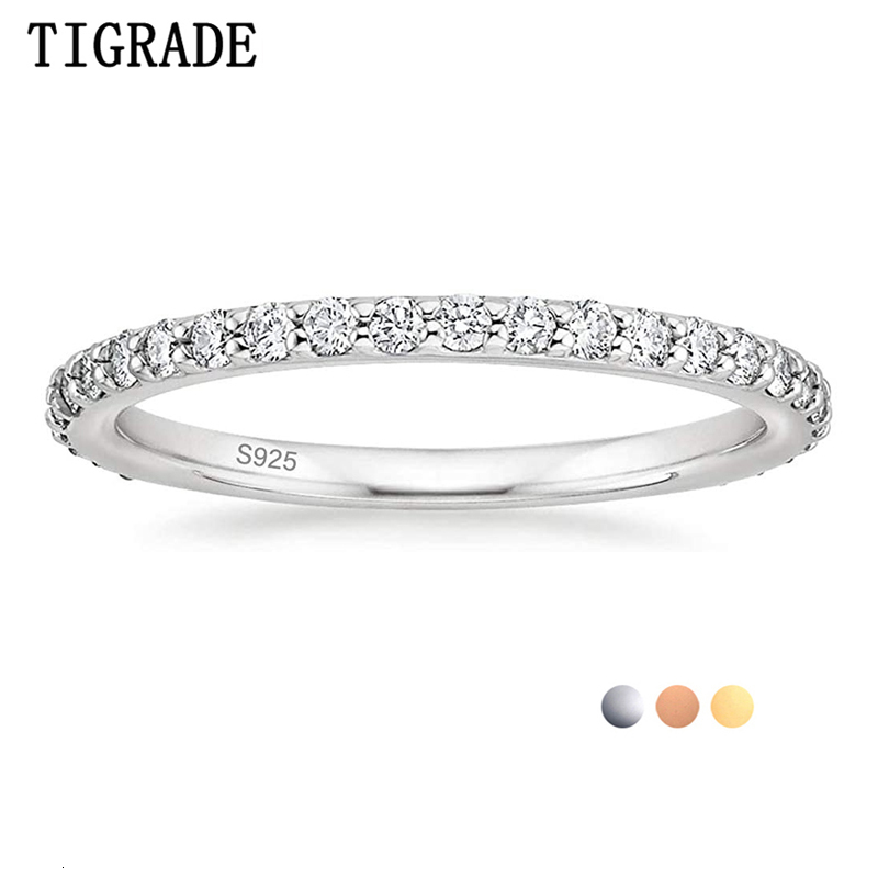 

Solitaire Ring TIGRADE 2mm 925 Sterling Silver for Women Wedding Band Cubic Zirconia Full Stackable Engagement Size 313 230202