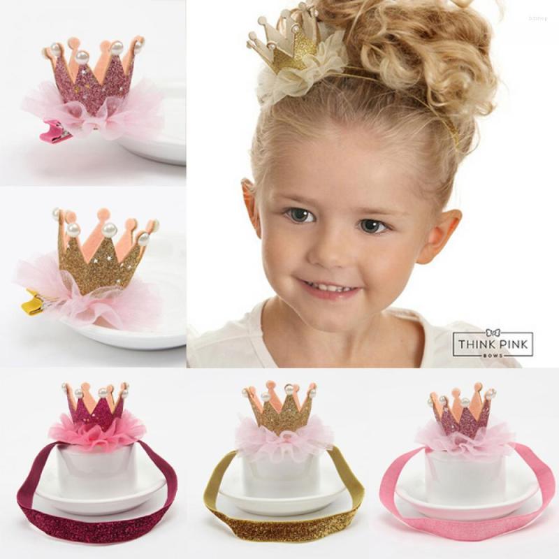 

Hair Accessories Baby Flower Crown Headband Lovely Shiny Princess Clip Elastic Lace Pearl Kids Birthday Party Decorations