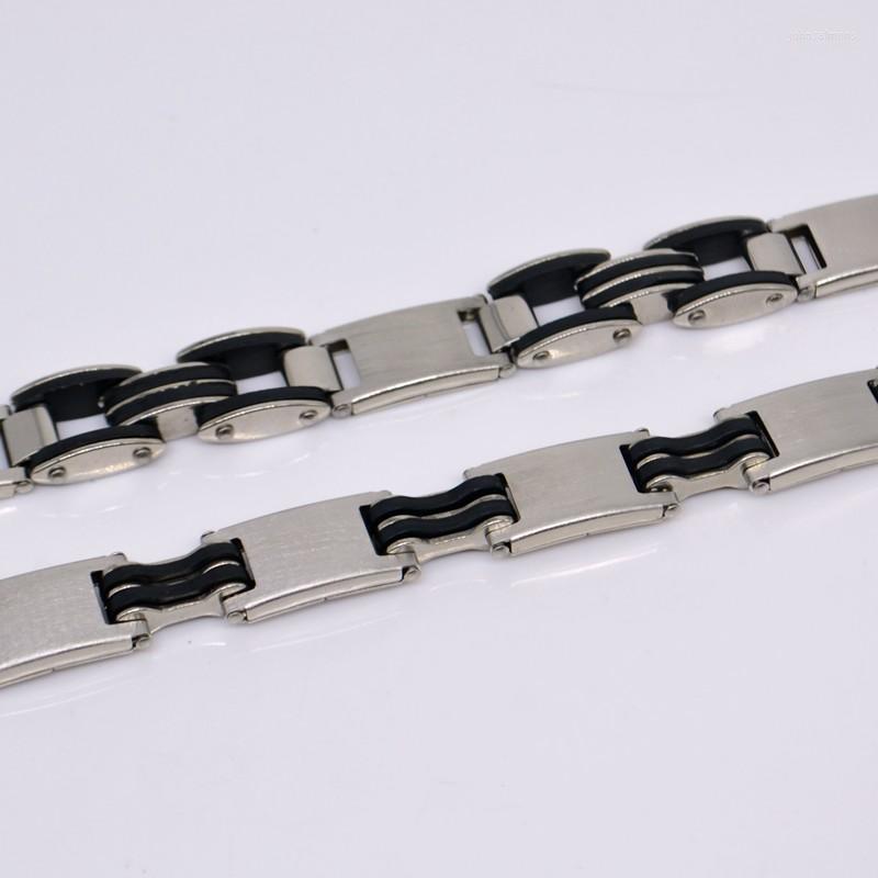 

Link Bracelets Stainless Steel Rubber Bracelet Men's Chains Fashion Jewelry