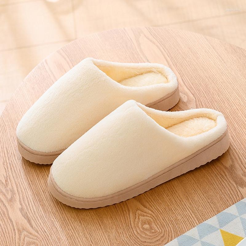 

Slippers Home Fashion Women Men Couples Warm Winter Autumn Soft Short Plush Slipper Non-Slip Bedroom Slides Indoor Shoes, Beige