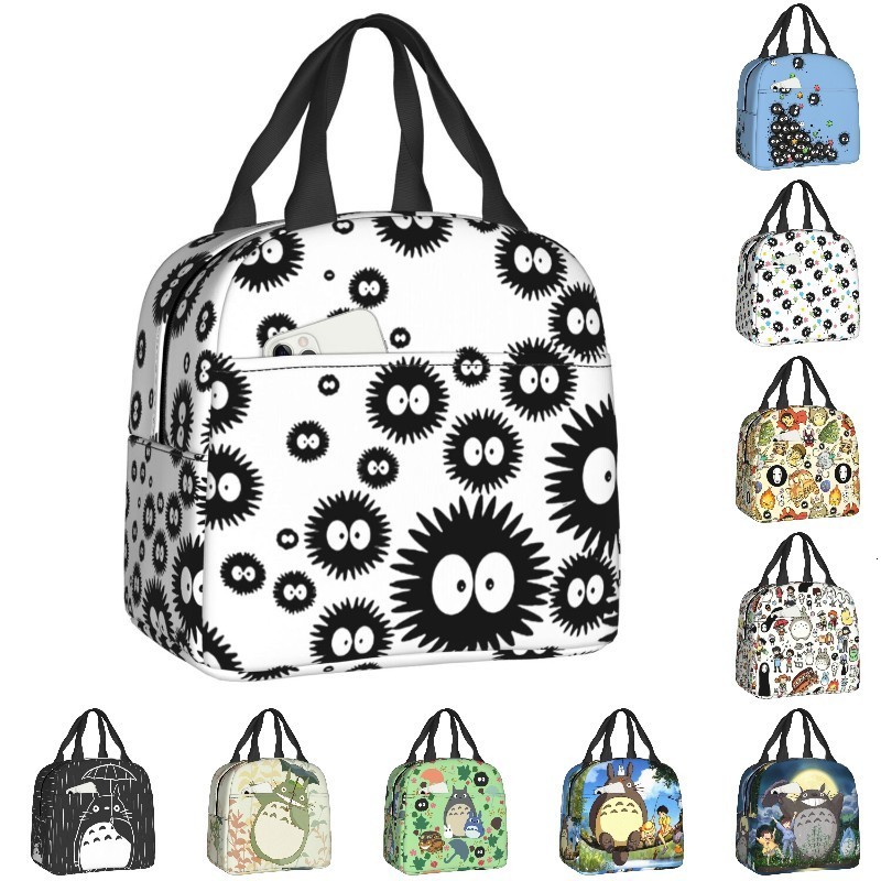 

Ice PacksIsothermic Bags Studio Ghibli Totoro Soot Sprites Lunch Bag Women Cooler Thermal Insulated Spirited Away Anime Box for Children School 230203