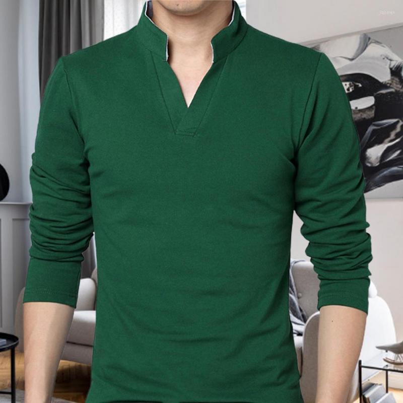 

Men's T Shirts Clothing Autumn Streetwear Casual Fashion Men T-shirt Solid Color Long Sleeve V Neck Slim Pullover Top For Spring, Black