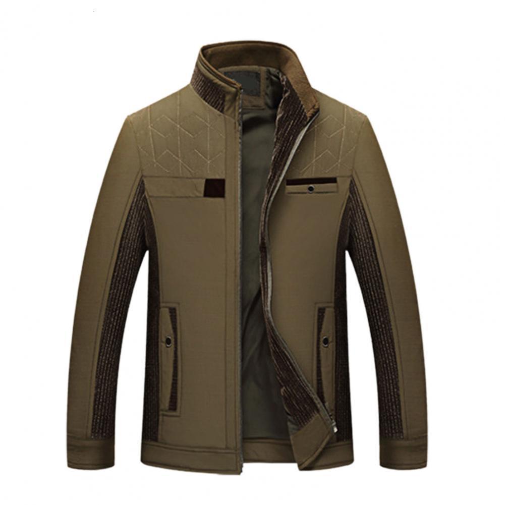 

Mens Jackets Coat Stand Collar Windproof Solid Color Casual Open Front Middleaged Jacket for Autumn Winter 230203, Army green
