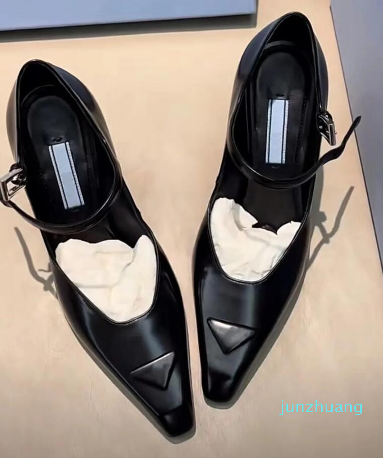 

Dress Shoes French Retro High Heels Temperament Square Toe Mary Jane Single Shoes 88959, Black