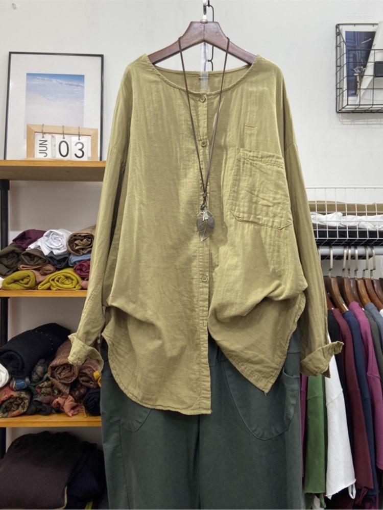 

Women's T Shirts Lady Shirt Long Sleeve Cardigan 2023 Autumn Spring O Neck Cotton Loose Solid Color Fashion Women Blouse Female YoYiKamomo, Black