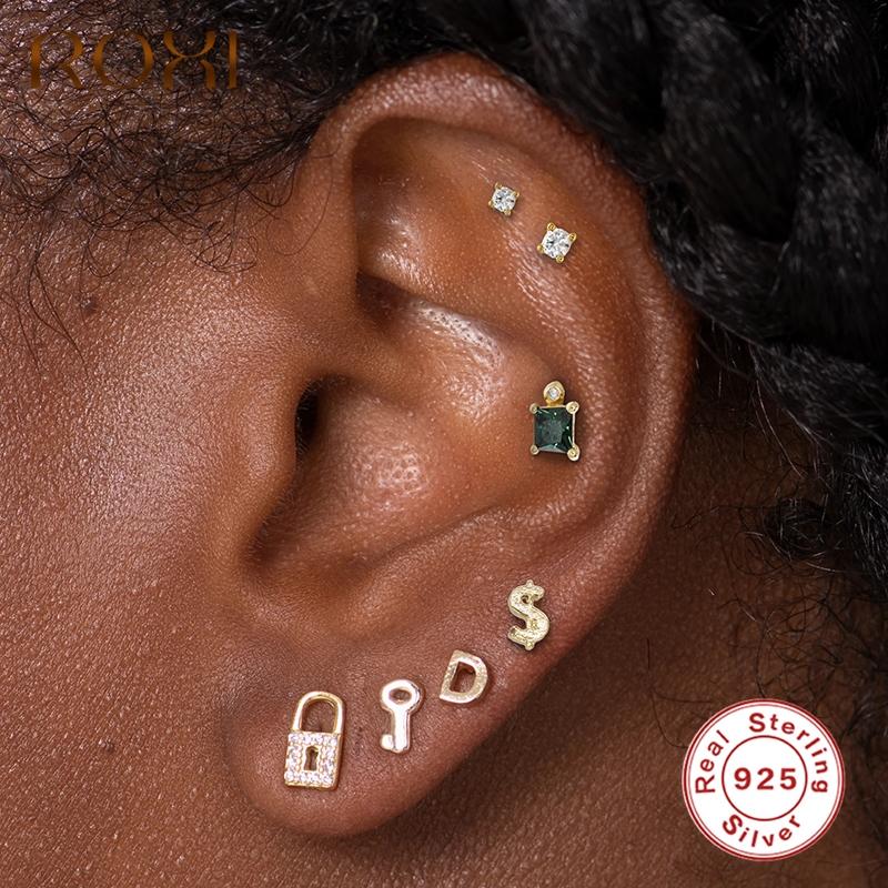 

Hoop Earrings Sparkling Gemstones Mini Lock For Women Wedding Jewelry Cartilage 925 Sterling Silver Pendientes & Huggie