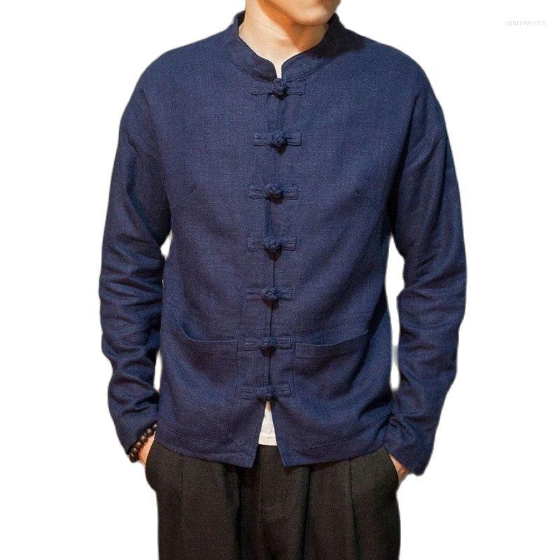 

Men's Jackets Men's Cotton Linen Cardigan Traditional Button Loose Chinese Stand Collar Casual Jacket, Beige