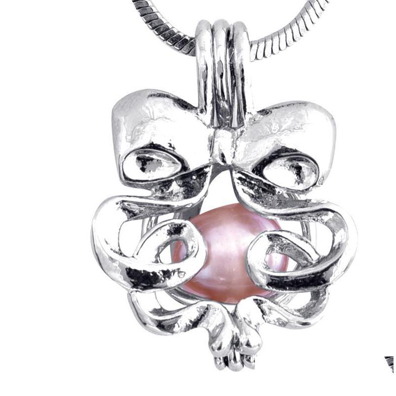 

Pendant Necklaces Pearl Bow Plated Sliver Cage Provides Stainless Steel Color 18Kgp Lovely Cute Jewelry Birthday Gift P18 Drop Deliv Dhtqw