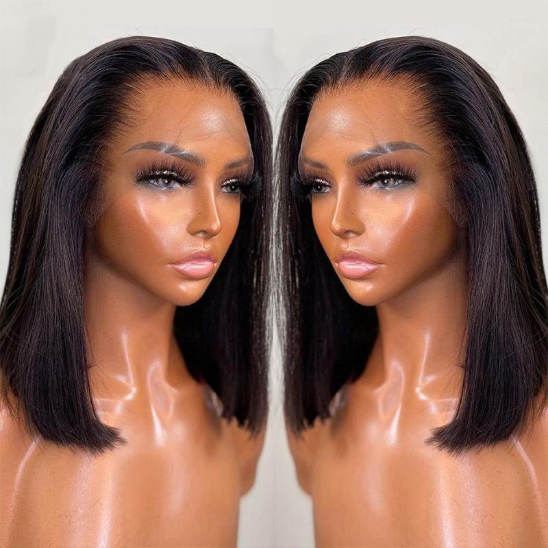 

Luvin Short Bob Wig Straight 13x4 Frontal Human Hair Wigs 5x5 Transparent Closure Brazilian Remy Lace For Black Women, 13x6x1 t part wig