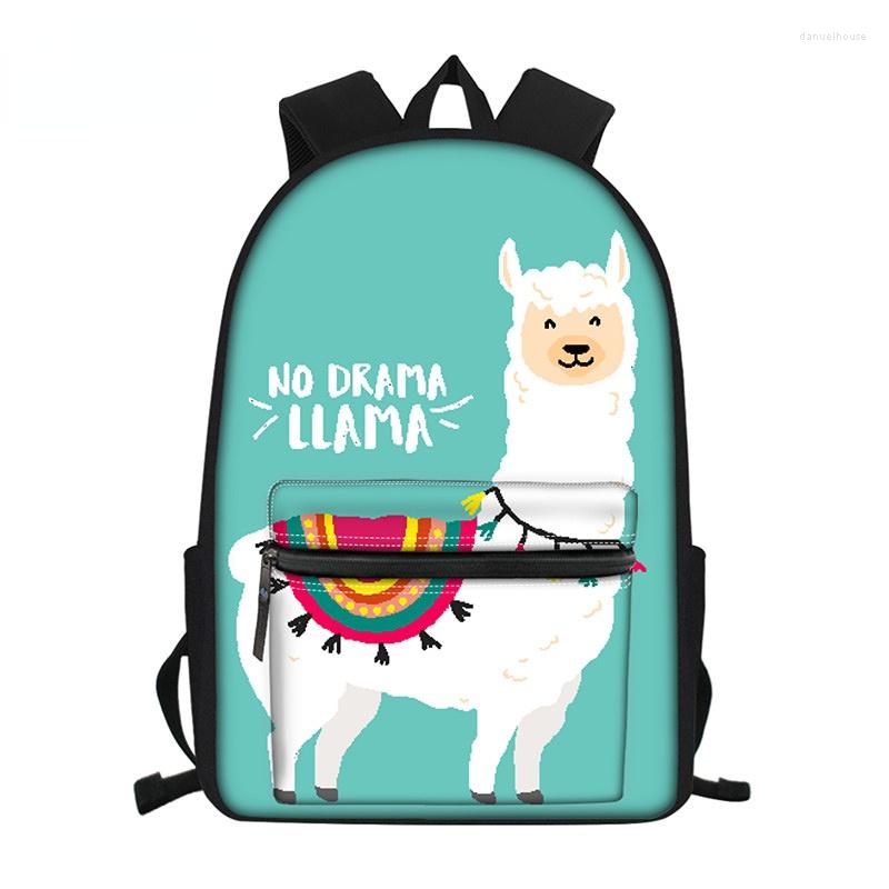 

School Bags Drop Alpaca Backpacks For Teenager Girls Children Backpack Kids Book Bag Polyester Mochila Infantil, L3500z58