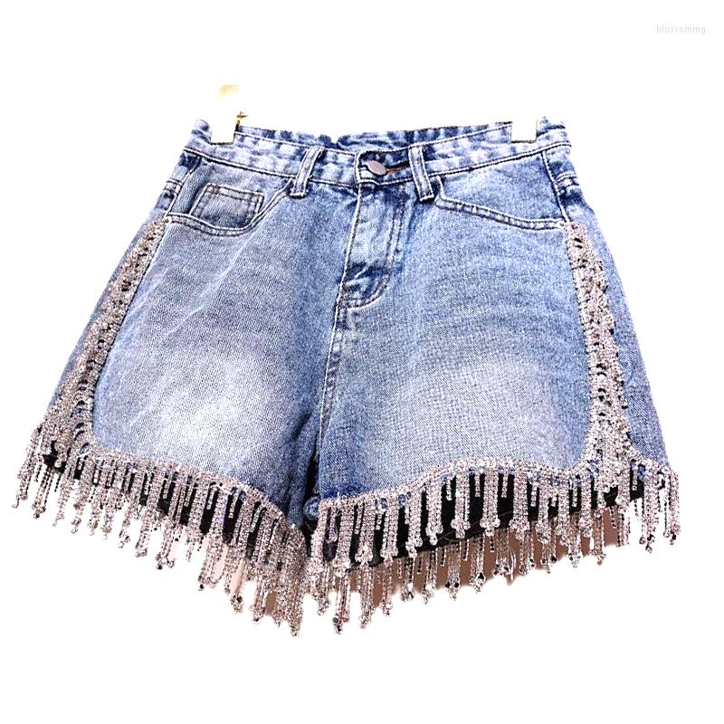 

Women' Shorts High End Rhinestone Fringed Waist Denim Flash Wimen' High-end Diamond Tassel Short Jeans Pants 2023, Photo color