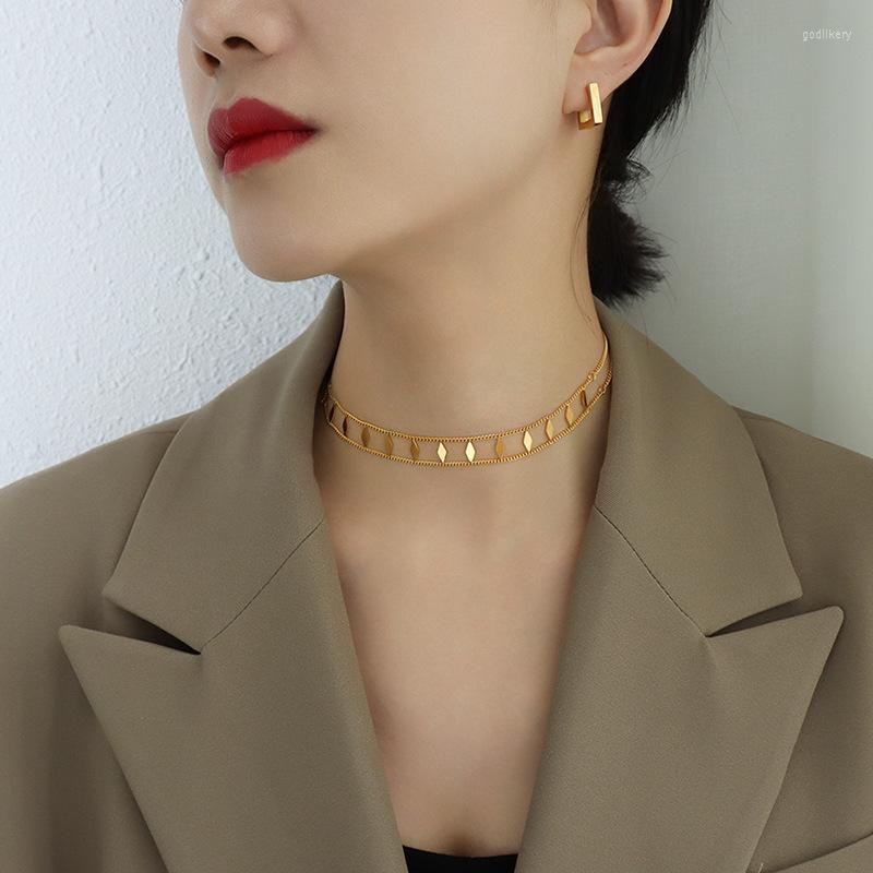 

Choker 2023 Fashion Geometric Chokers For Women Unique Design Stainless Steel Clavicle Necklace Jewelry Party Gift Drop
