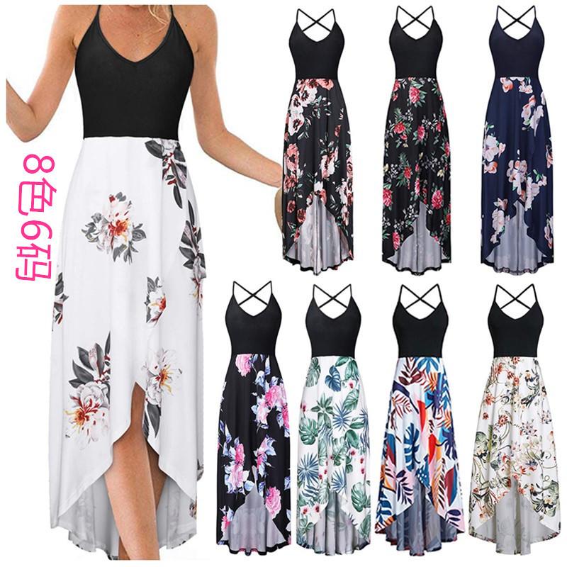 

Casual Dresses Woman Summer Dress 2023 Explosion V-neck Sleeveless Halter Backless Sexy Color Print For Women Vestidos YRW6833, Black