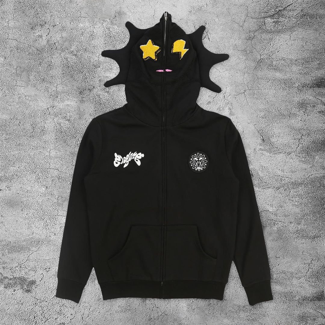Hoodies pour hommes Sweatshirts Full Zip Hoodie Men Y2K Vêtements à sweat Sweat à capuche Gothies Goth Heart Star Graphiques Long Manches Men Swe