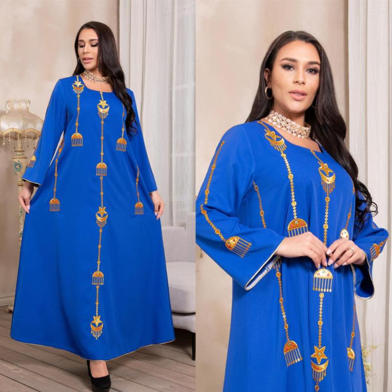 

Ethnic Clothing Ramadan Eid Abaya Dubai Fashion Embroidery Muslim Dress Islam Abayas Women's Vestidos Robe Longue Vetement Femme Musulman