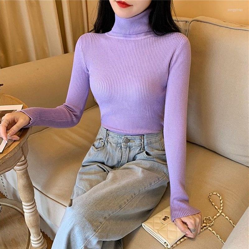 

Women's Sweaters High Collar Lady Solid Color Slim Bottoming Shirt Autumn Women Elastic Force Fashion Casual Comfortable Knitting Sweater, Green