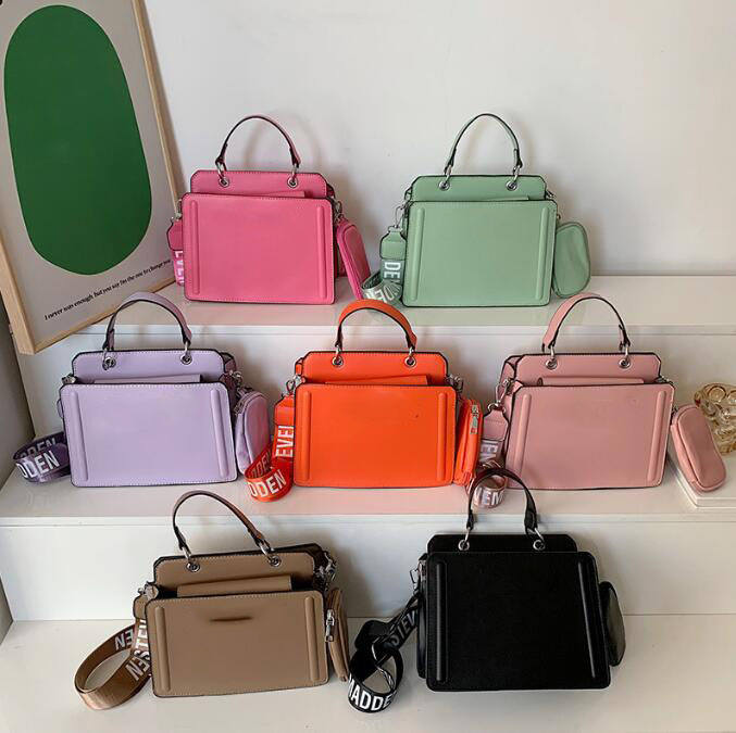 

Evening Bags Tote Handbags Women Designer Shoulder Steve Purse And Bucket bags 2pcs/Set Luxury PU Leather composite bag ST004, Green