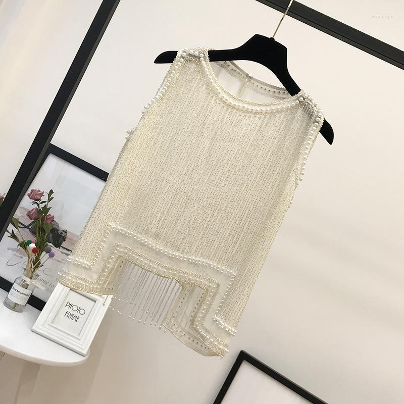 

Women's Tanks American Style Camisole Female Beading Camis Spicy Girl Tank Sleeveless O-Neck Crop Top Women Irregular Clothes Drop, Purple