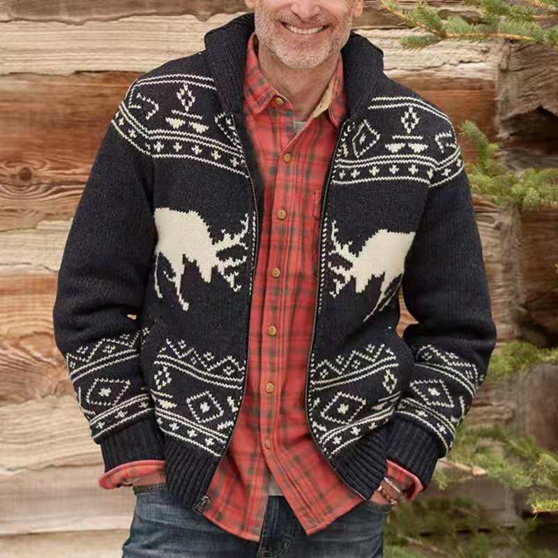 

Men's Sweaters Autumn Winter Coat Casual Long Sleeve Knitted Men Patchwork Color Retro Pattern Cardigan Male 230203, 001
