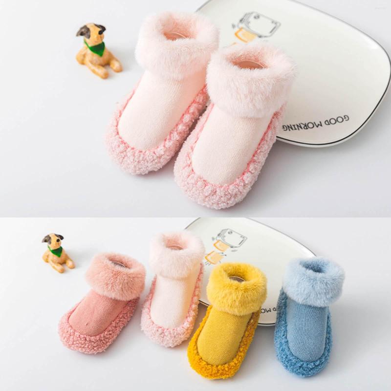 

First Walkers Infant Toddle Footwear Winter Toddler Shoes Soft Bottom Indoor Non Slip Fleece Warm Floor Socks, Pink