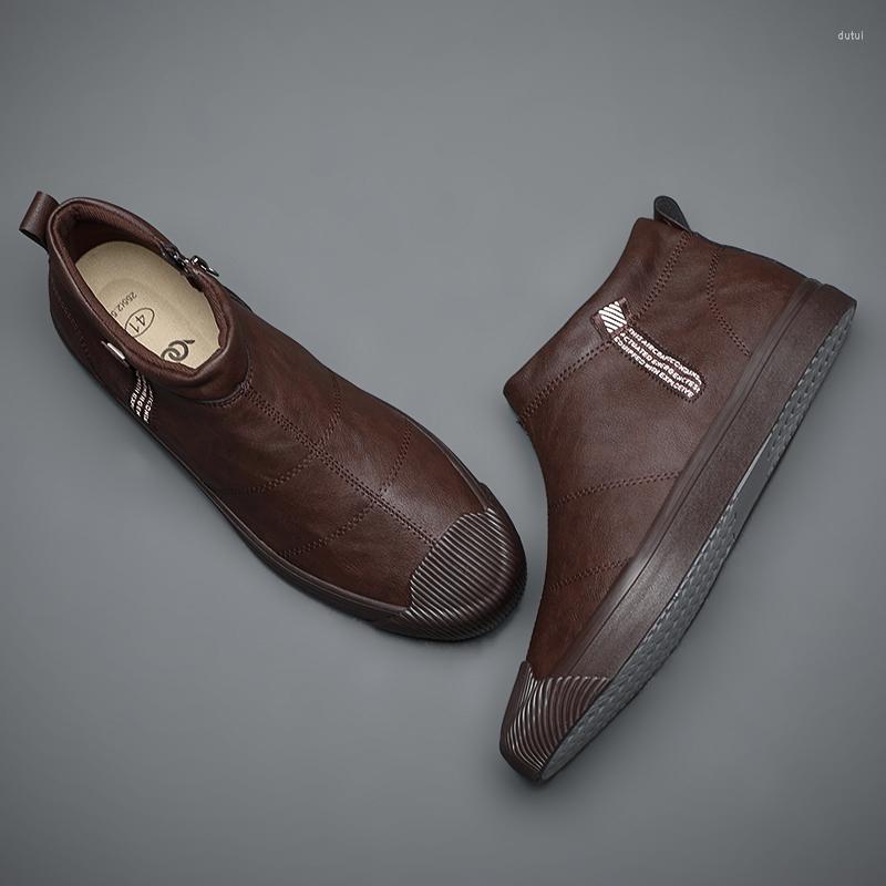 

Boots Brand Men's Winter Waterproof Snow Leather Men Sneakers Outdoor Breathable Hiking, 20174 coffee