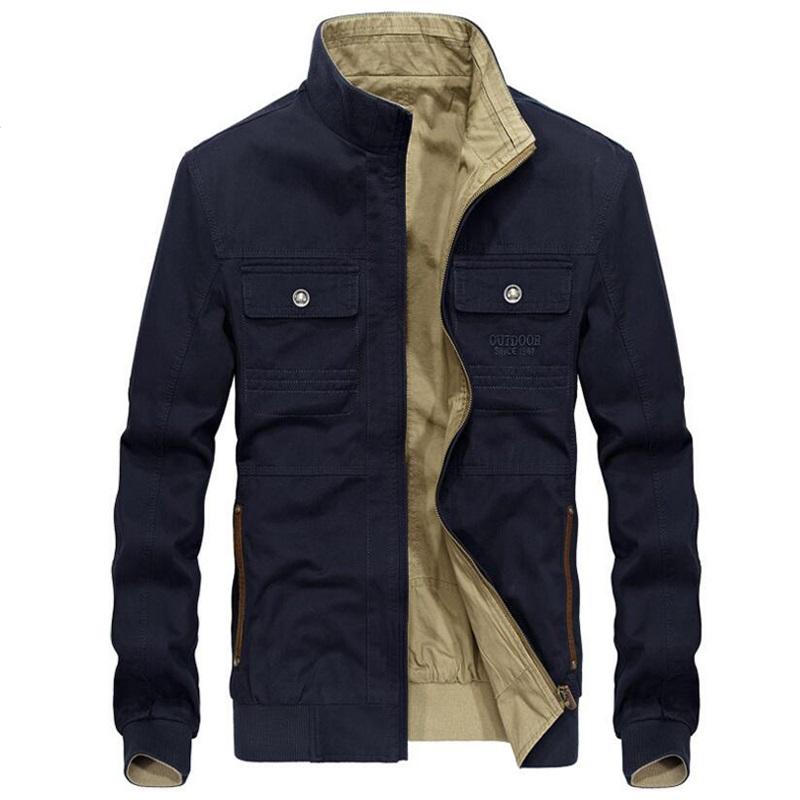 

Men's Jackets Military Jacket Men Windbreaker Autumn Stand Collar Casual Loose Rib Sleeve Coat Plus Size -4XL Chaqueta HombreMen's, Khaki