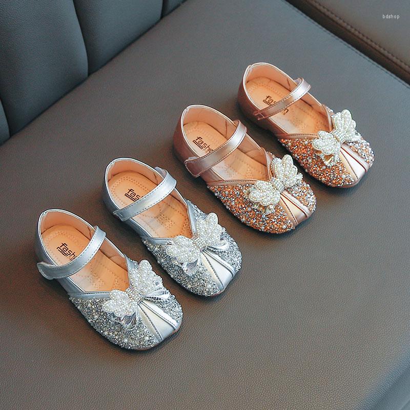 

Flat Shoes Children Girls Princess Autumn Soft Bottom Kids Dance Bownot Rhinestone Fashion Dress Party Shoe SZ413, Sz413gold