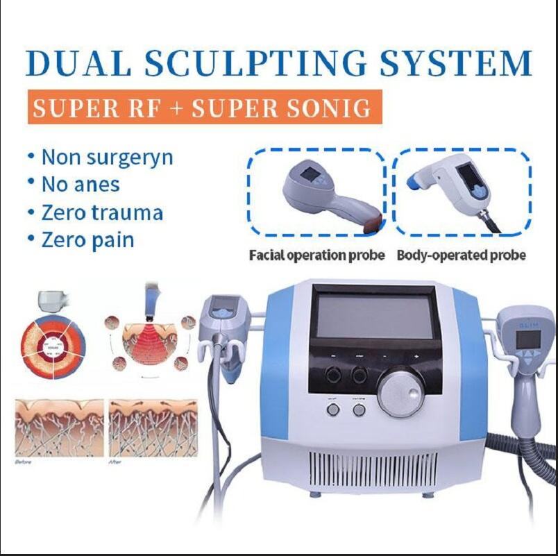 

Clinic use slimming fat reduce Rf High-intensity Ultrasound Face Lifting Wrinkle equipment Rf Body Slimming Machine device with 2 handle skinglift