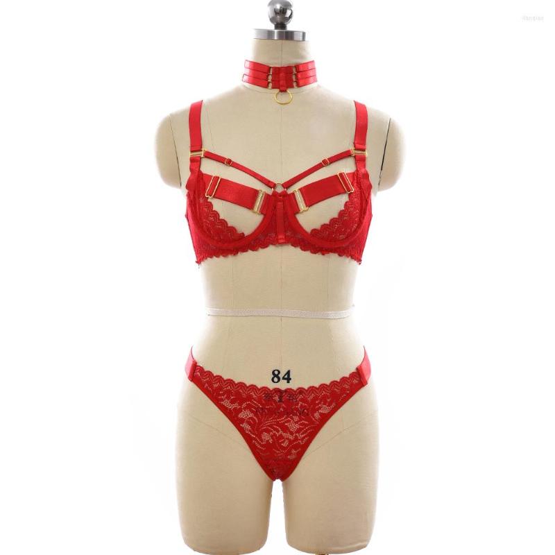 

Bras Sets Women Bra Brief Garters G-Strings Lace Lingerie Set Ladies Sexy Panty Underwear Costume Adjust Body Harness Suit, Fb0016