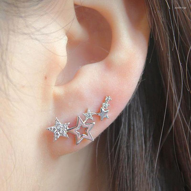 

Backs Earrings 2023 Fashion Geometric Star Piercing Clip Ear Climber Exquisite Zircon Stud For Women Versatile Party Jewelry