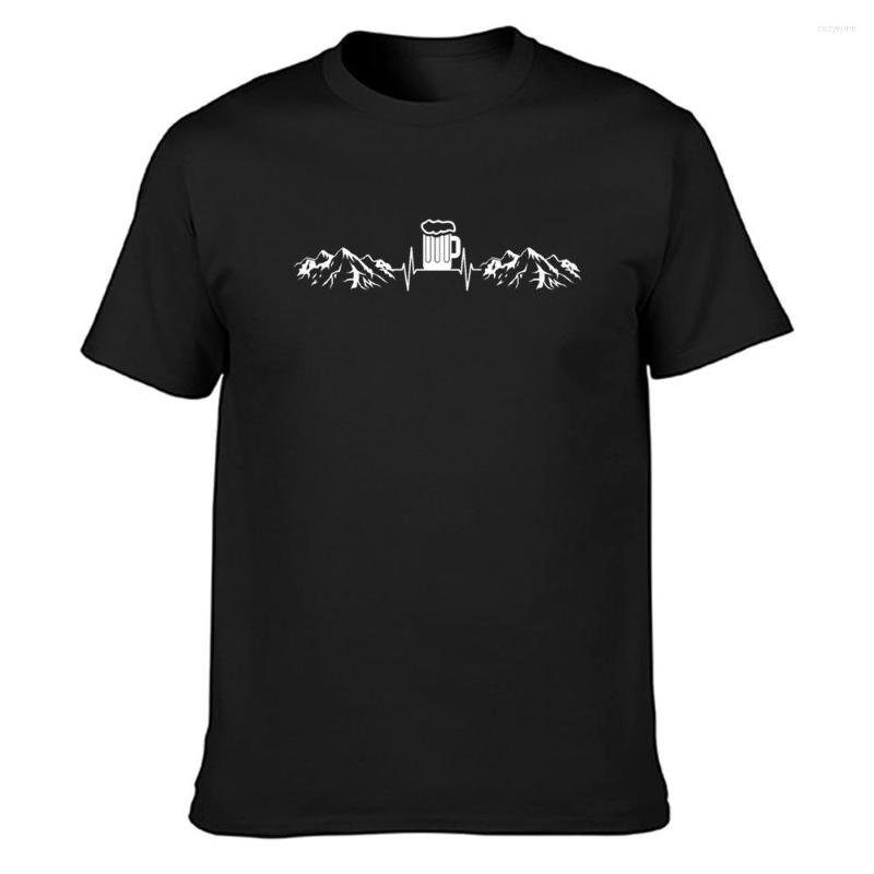 

Men' T Shirts Beer Heartbeat Mountains Hiking Shirt Summer Style Cotton Formal Customize Natural O Neck Comfortable Famous, Black