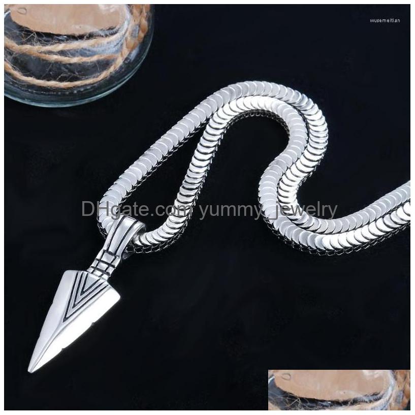 

Pendant Necklaces Ethnic Arrow Necklace 5Mm Wide Chain 316L Stainless Steel Handmade Special Gift For Men Drop Delivery Jewelry Penda Dhvtl