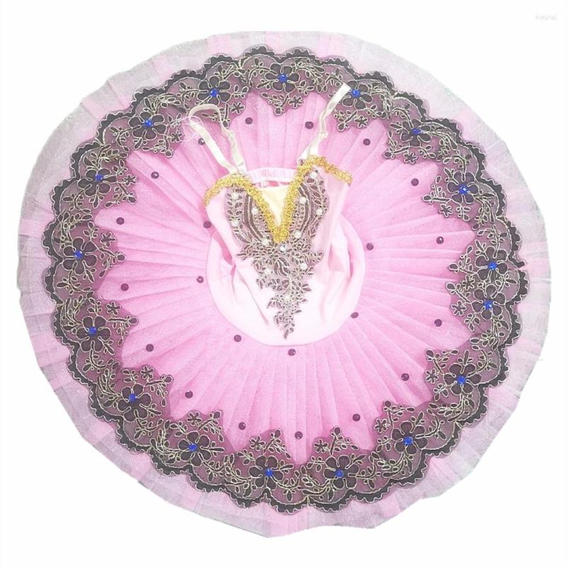 

Stage Wear Pink Ballet Tutus Skirt For Girls Child Swan Lake Belly Dance Clothes Pancake Ballerina Figure Skating Dress, Pink 01