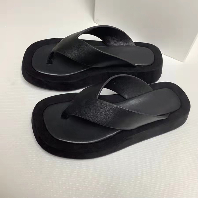 

Slippers Flip Flops Women Slippers Genuine Leather Slides Ladies Mules Shoes Brand Casual Beach Shoes Slippers Female Zapatillas Mujer 230203, Black 2