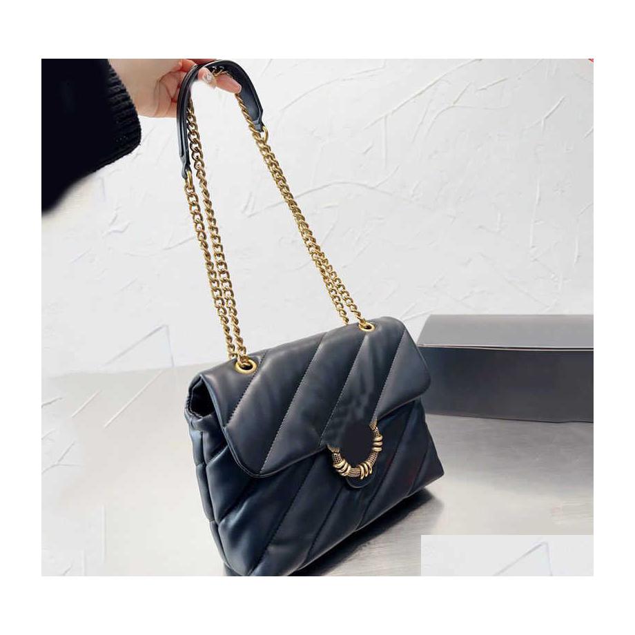 

Cross Body Swallow Crossbody Bags Pink Chains Designer Bag Golden Logo Messenger Women Leather Tote Purse Handbag Wallet Drop Delive Dhkan, Pink-4