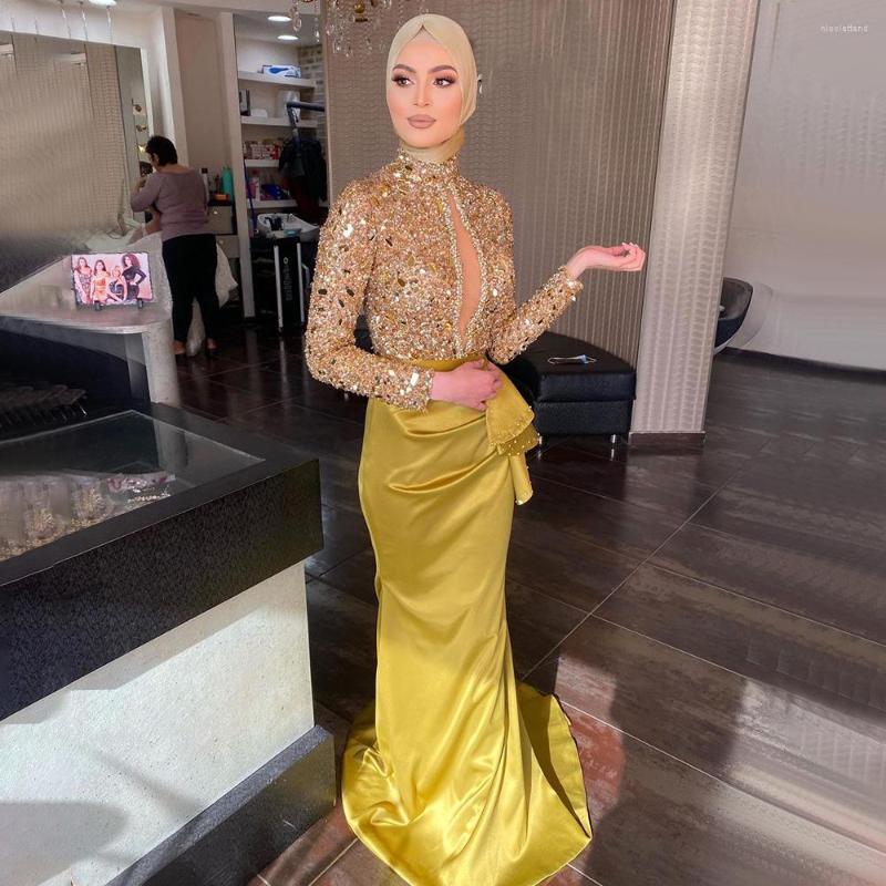 

Party Dresses On Zhu Sexy Gold Sequins Mermaid Luxury Evening Gowns 2023 Satin Beaded Elegant For Women Vestidos De Fiesta Para Bodas, Black