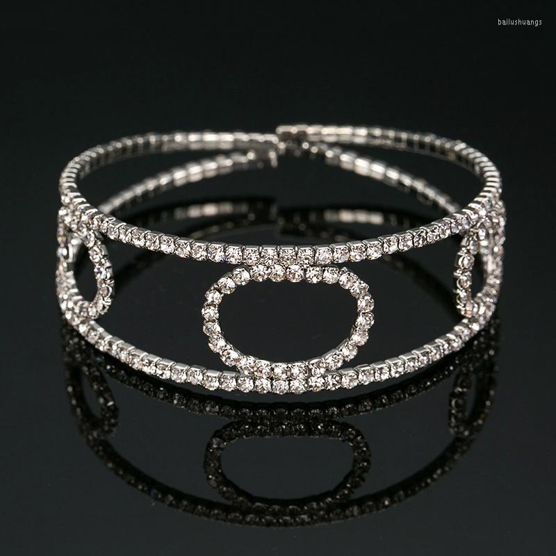 

Bangle YFJEWE Luxury Crystal Bracelets For Women Silver Color & Bangles Bridal Wedding Jewelry Vintage Bracelet #B050