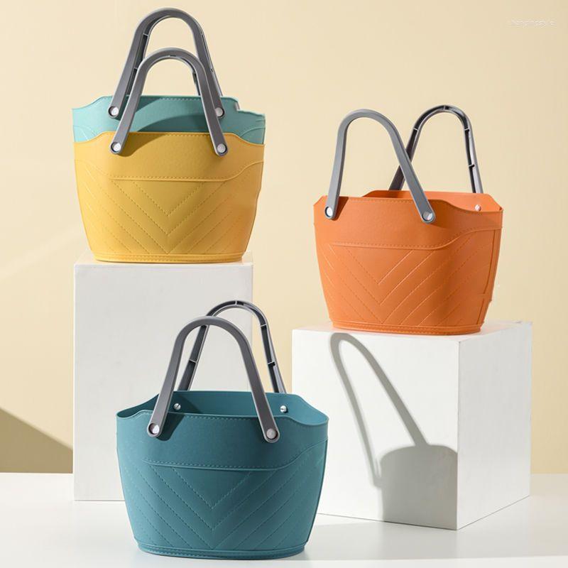 

Shopping Bags For Woman Rubber Tote Eco Portable Handbags Waterproof Cosmetic Organizer Female With Free, Orange