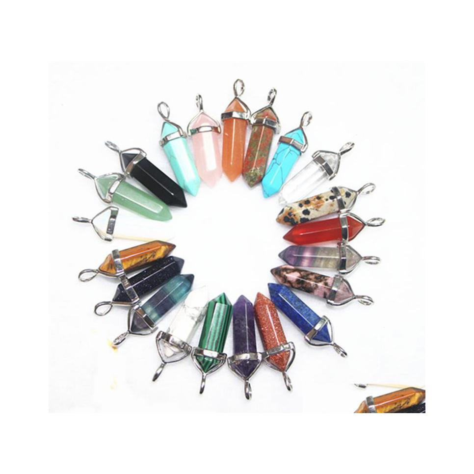 

Charms Bk 6 Side Pendum Amethys Jade Malachite Tiger Eye Natural Stone Pendant Necklace Quartz Crystal Healing Luckyhat Drop Deliver Dhsw4