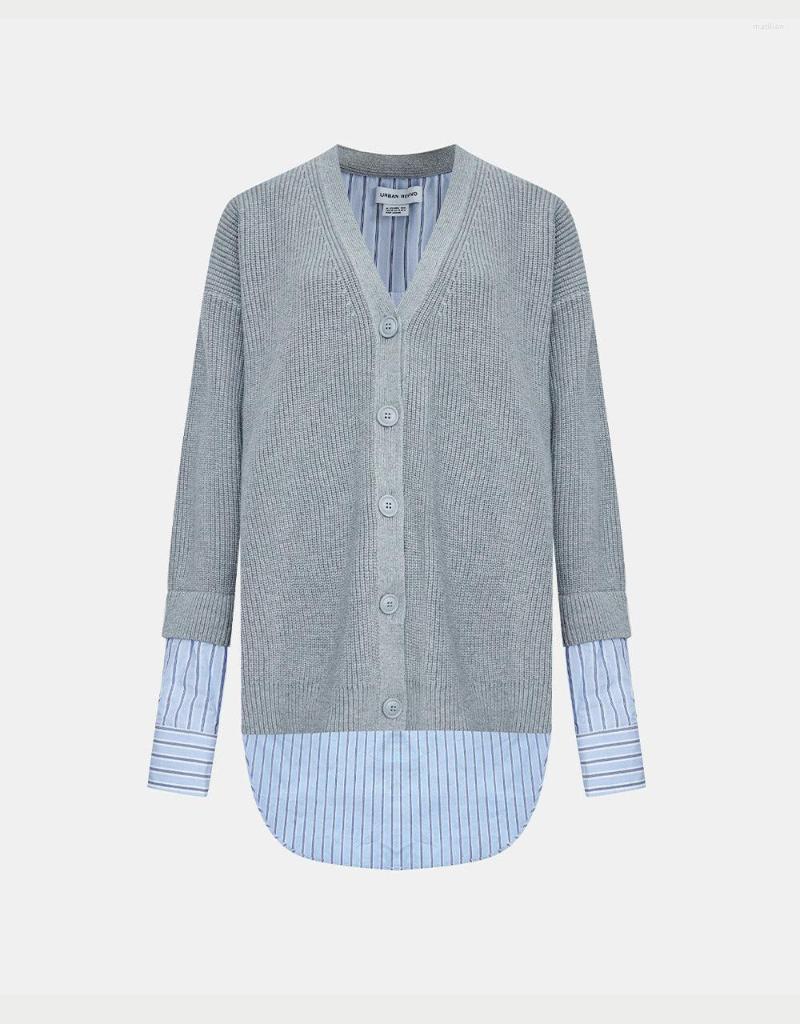 

Women's Knits Off-Shoulder Sleeve V-Neck Knitted Cardigan, Grey