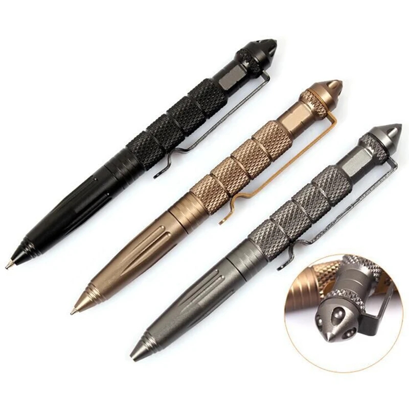 

Defence Tactical Pen High Quality Aluminum Anti skid Portable Self Defense Pen steel Glass Breaker Survival Kit, Mixed color