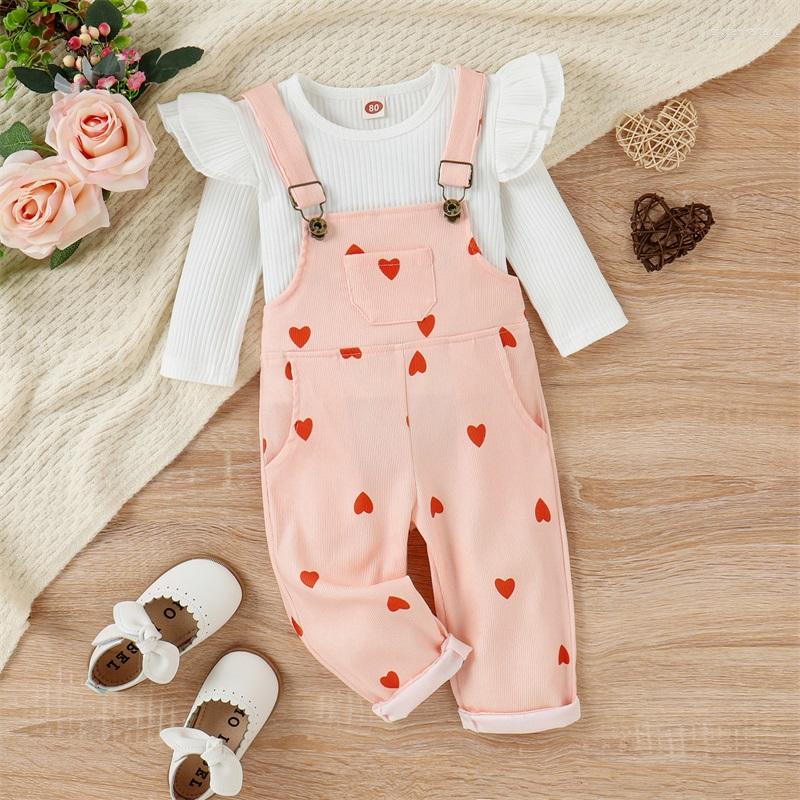

Clothing Sets FOCUSNORM 0-4Y Valentines Days Toddler Girls Clothes 2pcs Long Sleeve Ruffle Pullover Tops Heart Print Suspender Pants, Picture shown