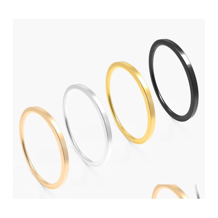 

With Side Stones Fashiondesign Stainless Steel Rings 1Mm Wide Men Women Wedding Band Ring 4 Colors High Polished No Fade Good Qualit Ot5Sz