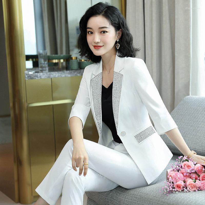 

Women' Two Piece Pants 2023 Spring Summer Office Women Formal Elegant Suit Business Blazers Trouser 2 Set Work Wear 5XL Z27, Black