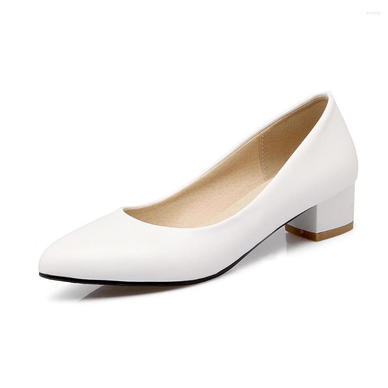 

Dress Shoes Lady Black White High Quality PU Low Square Heeled 3cm Pumps For OL Elegant Zapatos De Mujer Plus Size 48 Pointy Toe Comfortable, Beige 3.5cm