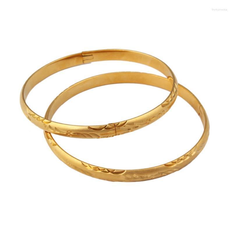 

Bangle Trendy Women Carved Flowers Gold Filled Cuff Bangles Fine Bracelet Fashion Jewelry Trum22